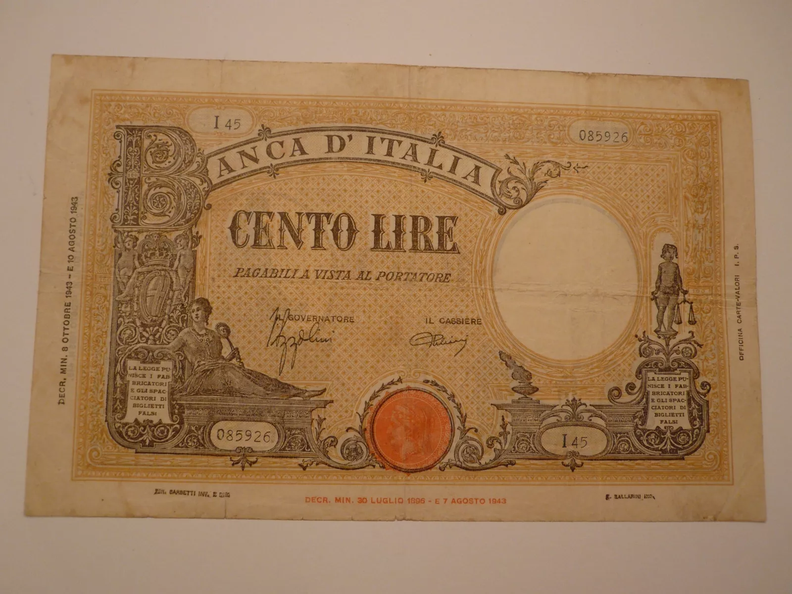 100 Lir, 1893, Itálie