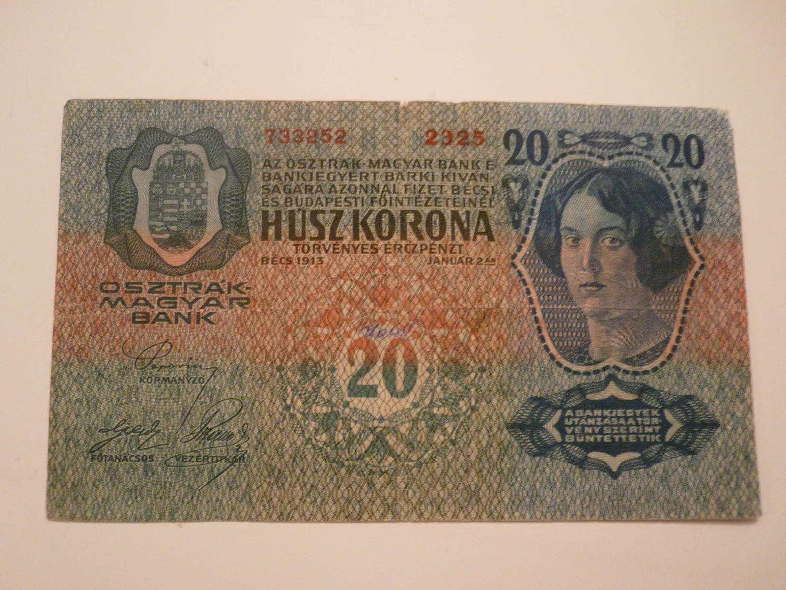 20 Korun, 1913, S:2325, Rakousko