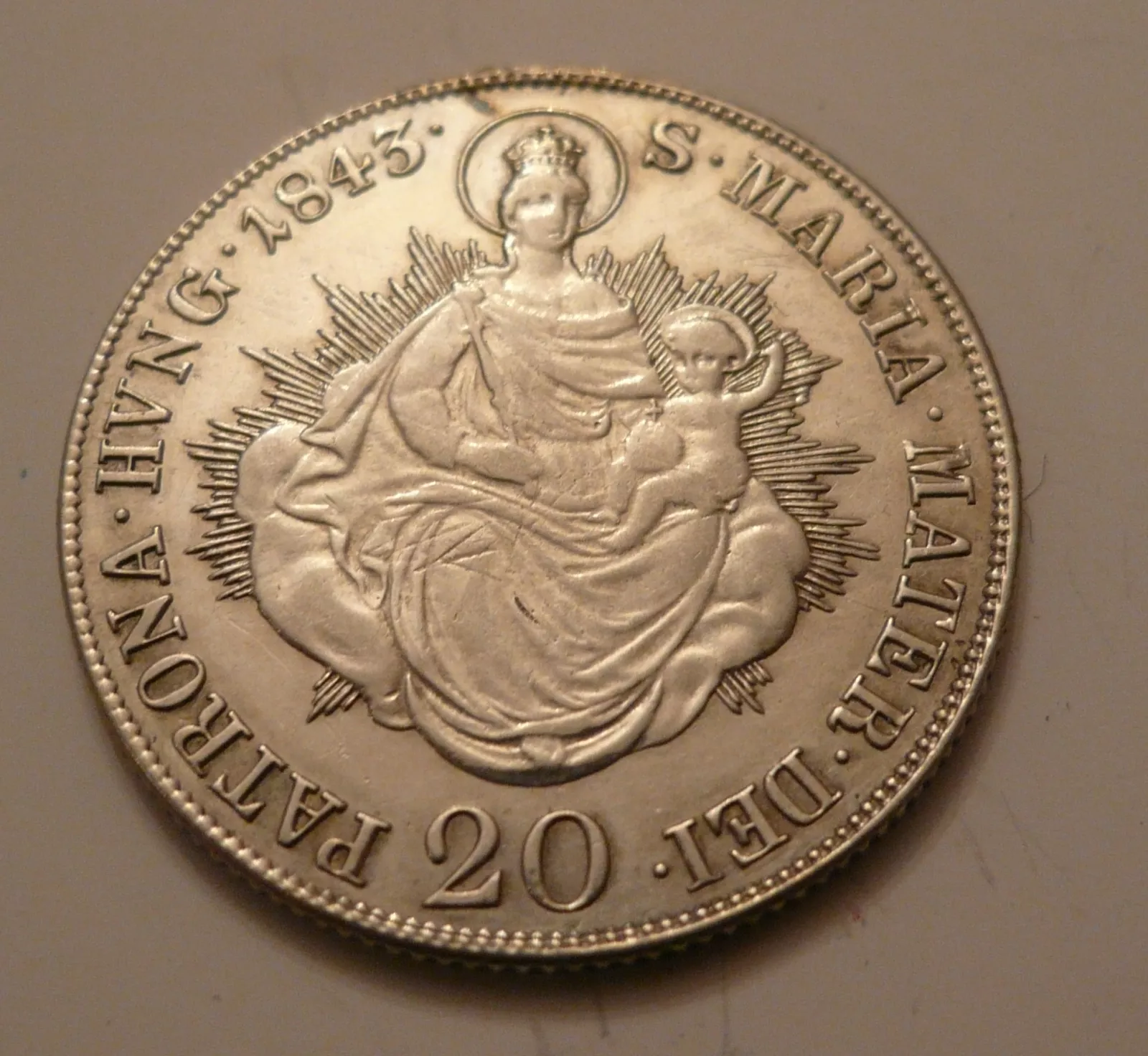 20 Krejcar, 1843 B, měl ouško, František II., Uhry