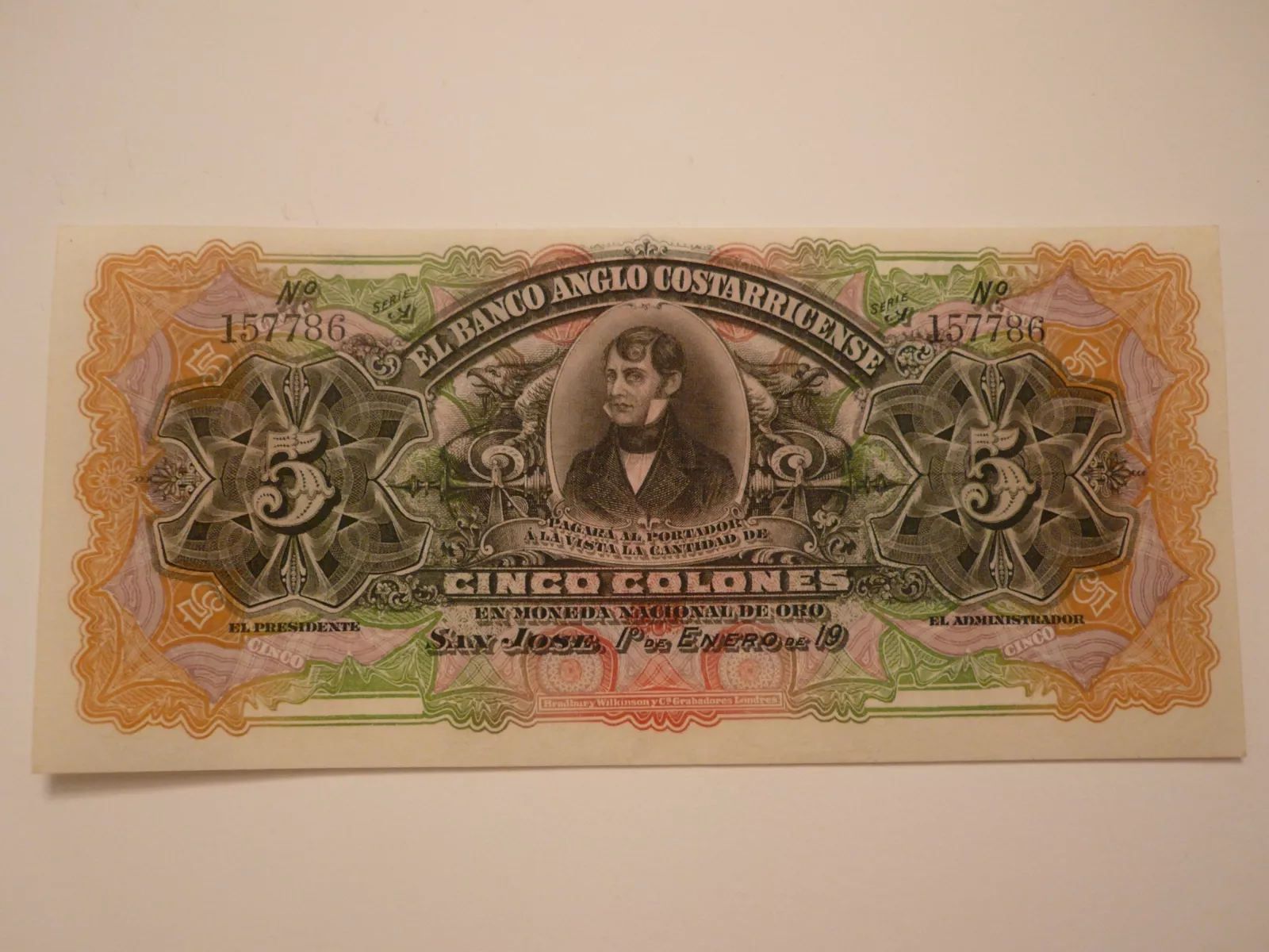 5 Colones, 1903-17, Kostarika