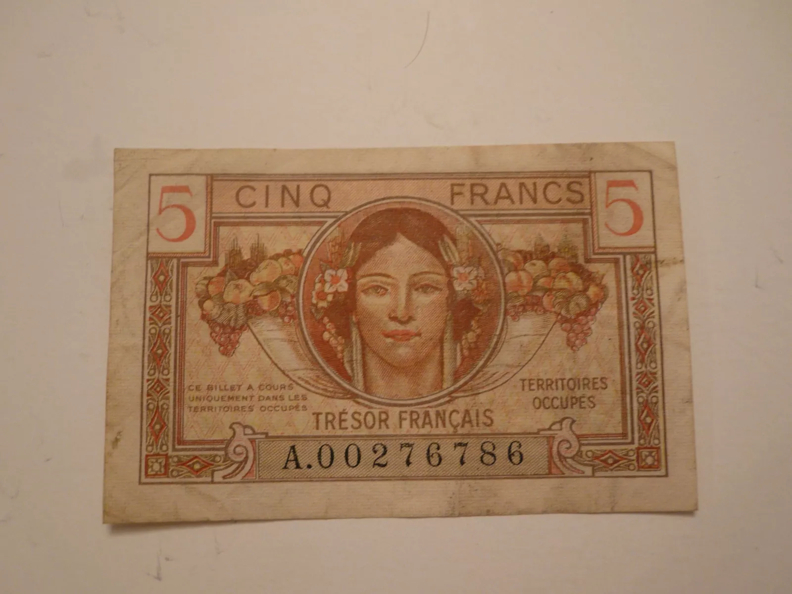 5 Frank - okupační, Francie