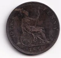 1 pence 1891,V.Británie