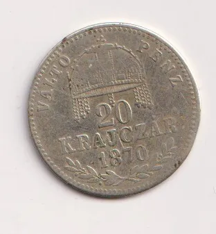 20 krejcar 1870 GYF,VALTO PENZ,Uhry