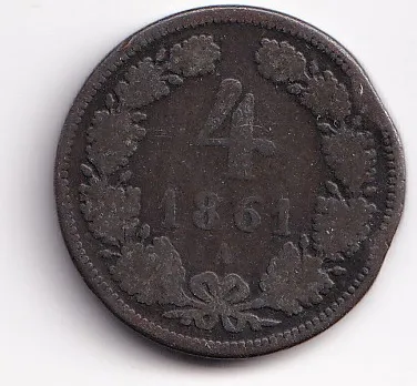 4 krejcar 1861 A,Rakousko