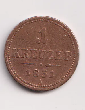 1 krejcar 1851 A.,Rakousko