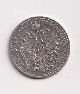 10 krejcar 1869,pěkný,Rakousko