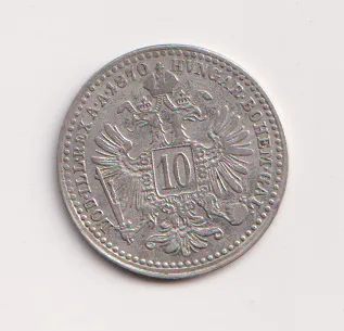 10 krejcar 1870,pěkný,Rakousko