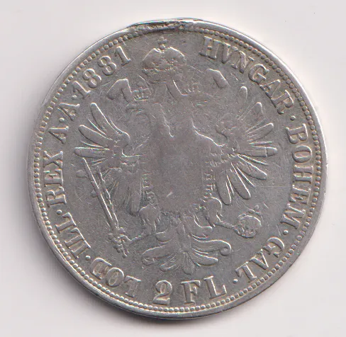 2 Fl 1881.,měl ouško.,Rakousko
