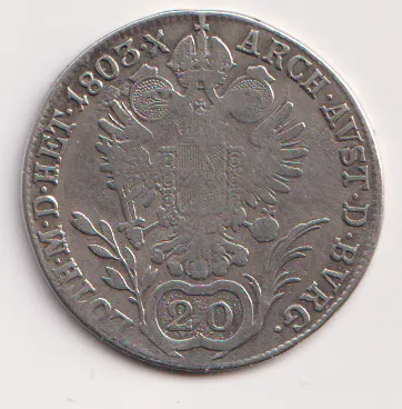 20 krejcar 1803 B.,František II.,Uhry