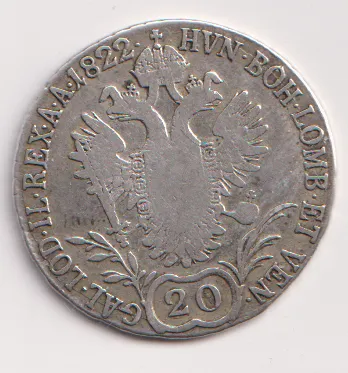 20 krejcar 1822 B.,František II.,Uhry