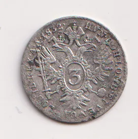 3 krejcar 1832 A.,František II.,Rakousko