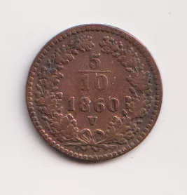 5/10 krejcar 1860 V,Rakousko