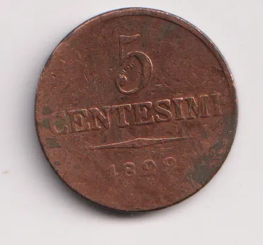 5 centesimo 1822 V.,František II.,Rakousko