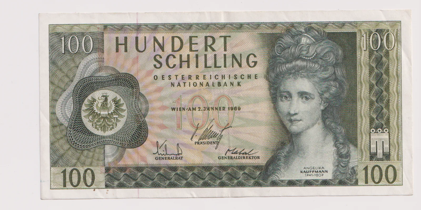 100 schilling 1969,Rakousko