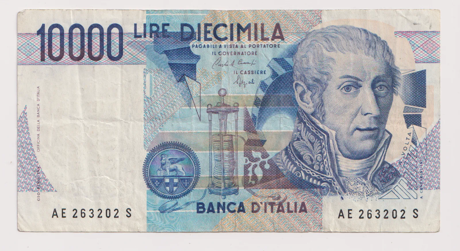 10000 lir,modrá,Itálie