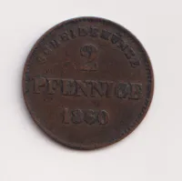 2 pfenik 1860,Sasko