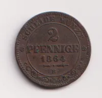 2 pfenik 1864,Sasko