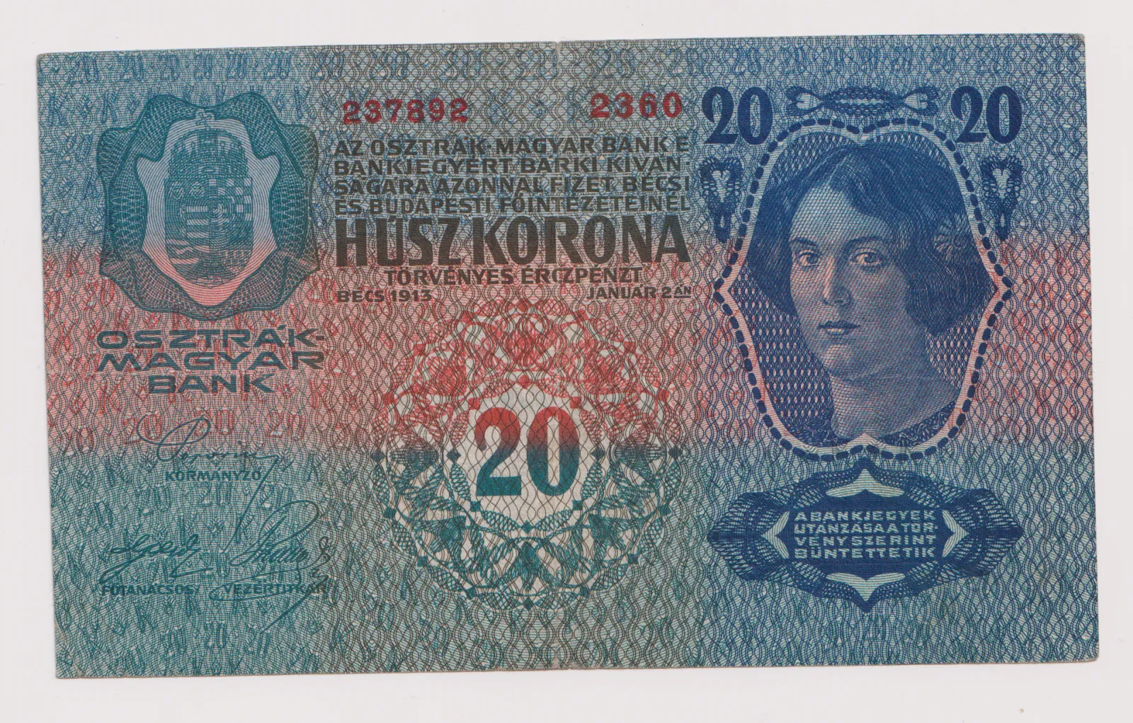 20 korun 1913-2360,Rakousko