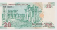 20 lirasi,zelená,zřícenina,Turecko