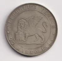 5 lir 1848 V,kopie,Benátsko, Itálie