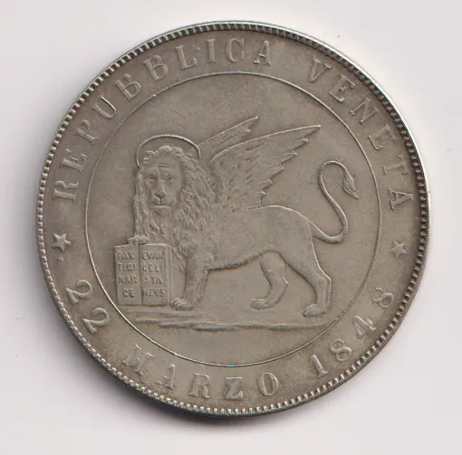 5 lir 1848 V,kopie,Benátsko, Itálie