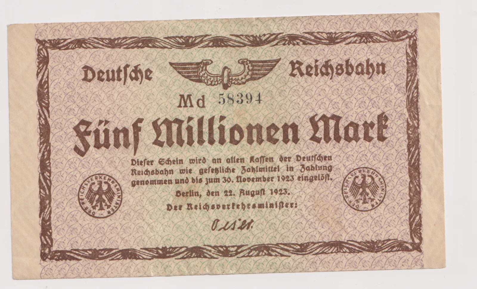 5 milionů marek 1923,dráždní,Německo