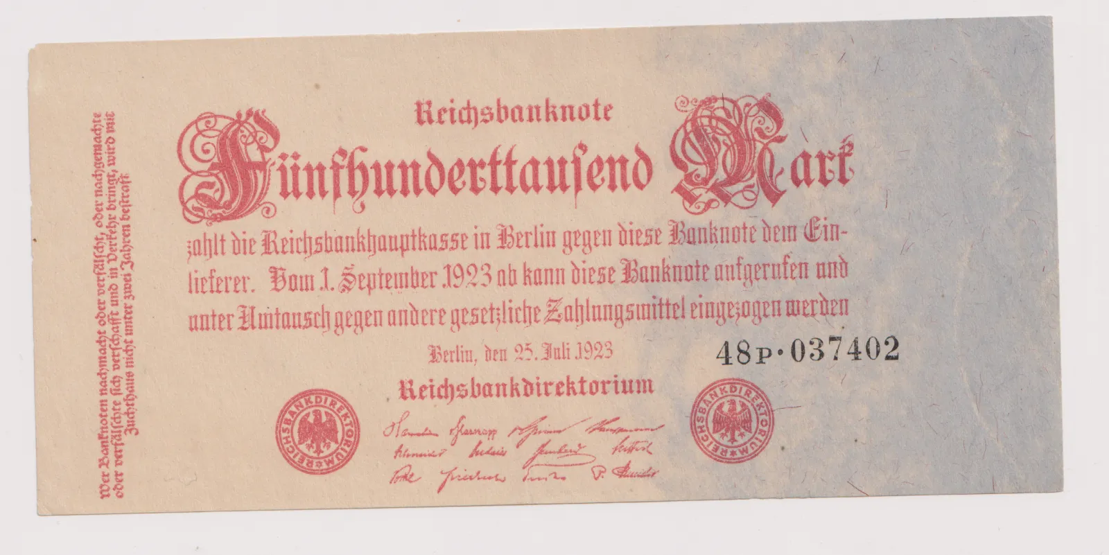 500 tisíc marek 1923,Německo