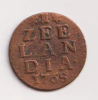 Duit 1765.Zeeland,Holandsko