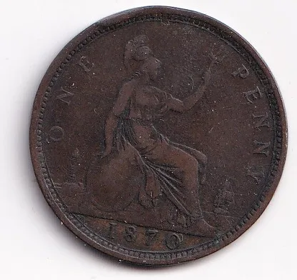 1 penny 1870,Anglie