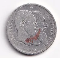 2 frank 1880,dvojportrét,Belgie