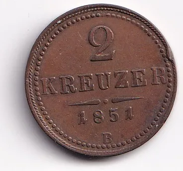 2 krejcar 1851 B,Uhry
