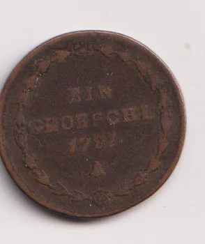1 grešle.,1781 C.,Josef II.,Praha.,Čechy