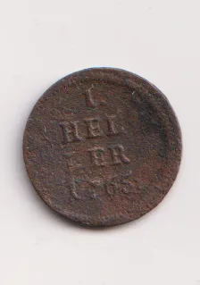 1 heller 1765.,Marie Terezie.,Rakousko
