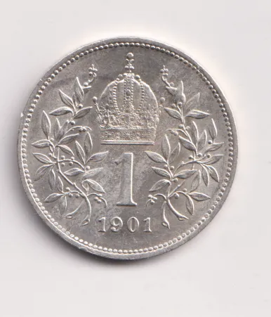 1 koruna 1901.,pěkná.,Rakousko
