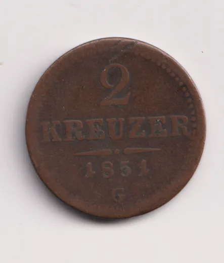 2 krejcar 1851 G.,Rakousko