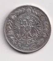 5 korun 1909.,velká hlava.,Rakousko