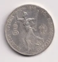 5 korun.,60 let vlády.,1848-1908.,Rakousko