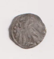 městský peníz po roce 1452 s orlicí.,Brno.,Čechy