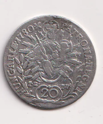 20 krejcar 1780 NB.,Marie Terezie.,Uhry