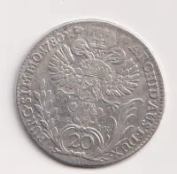 20krejcar 1780.,EVSIK.,Marie Terezie.,Praha.,Čechy