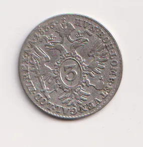 3 krejcar 1833 C.,František II.,Čechy
