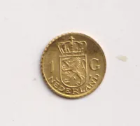 1 gulden Wilhelmína,zlacená miniatura.,Nizozemí