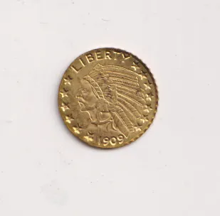 1 unce 1909.,zlacená miniatura.,USA