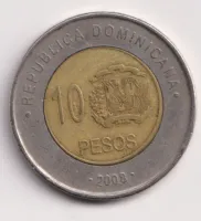 10 peso 2008.,Dominikánská republika