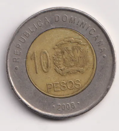 10 peso 2008.,Dominikánská republika