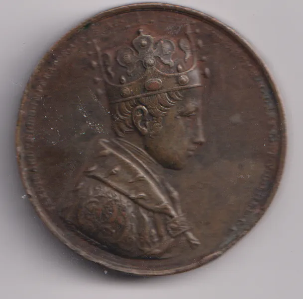 Korunovační medaile v Praze.,bronz.,průměr 46 mm.,Ferdinand V.,Čechy