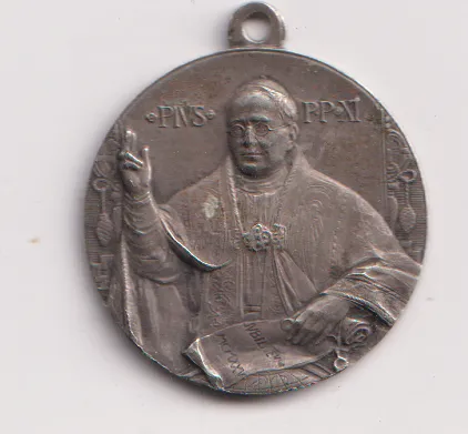 Medaile Pius IX.,1925.,bílý kov.,Řím.,Vatikán