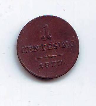 1 Centesimo(1822-ražba V), stav 2+/2+