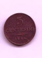 3 Centesimi(1849-ražba M), stav 1-/1- hr.