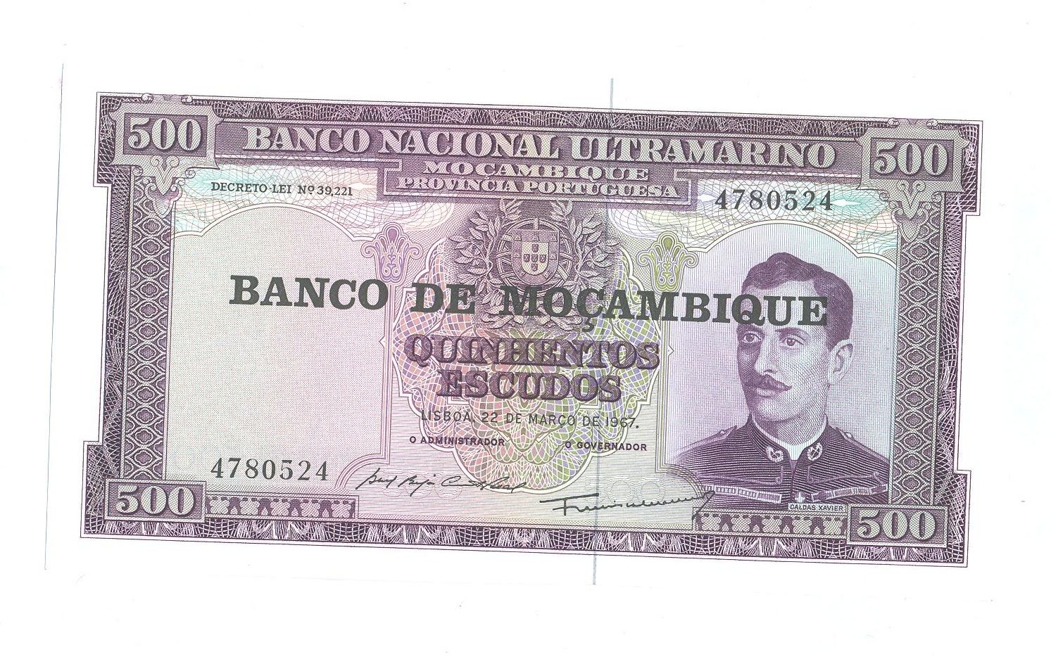 500 Escudos, 1967, Mozambik